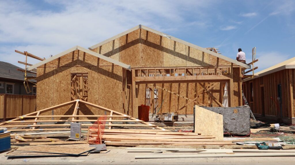 New home under construction in Wisconsin meeting construction loan requirements