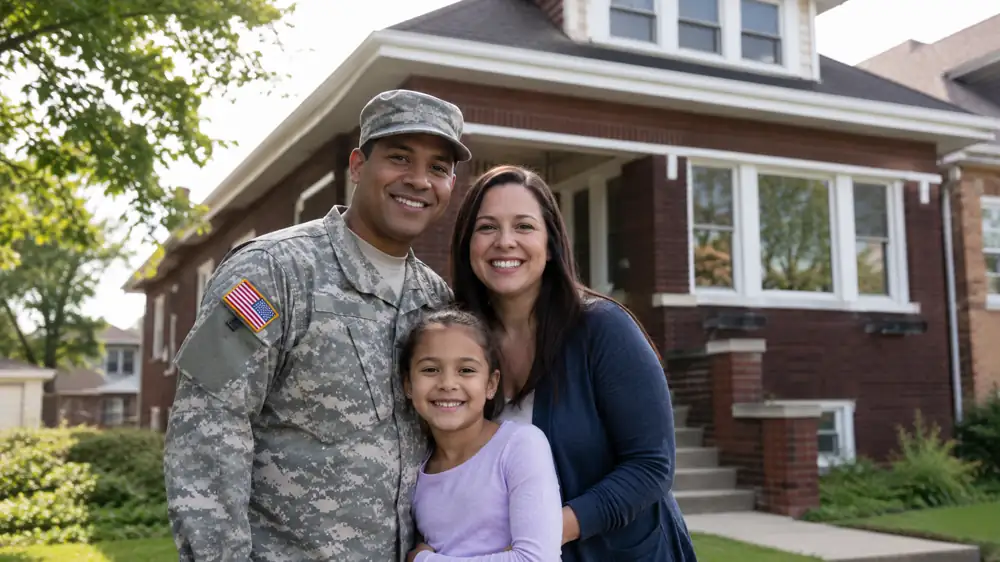 Milwaukee veteran family outside the home they bought with a VA loan