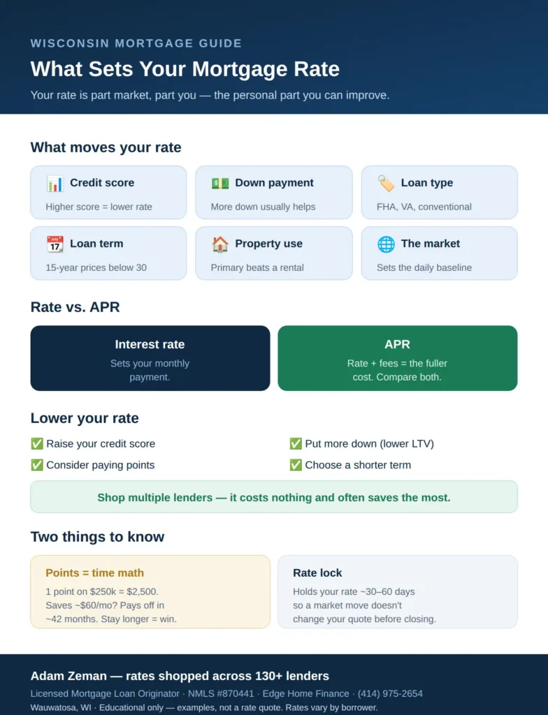 Wisconsin mortgage rates: what determines your rate, rate versus APR, and ways to earn a lower rate